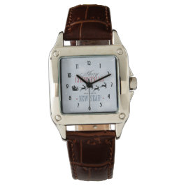 Weihnachtsmann und seine Silhouette "Flying Rentie Armbanduhr