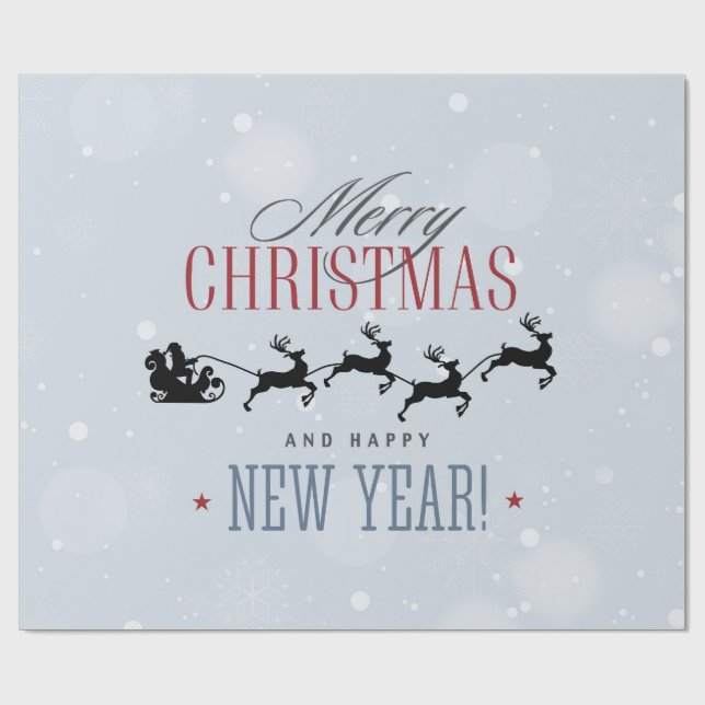 Weihnachtsmann und seine Silhouette "Flying Rentie Geschenkpapier (Flach)
