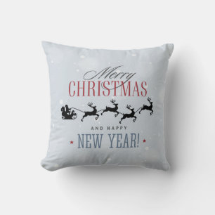 Weihnachtsmann und seine Silhouette "Flying Rentie Kissen