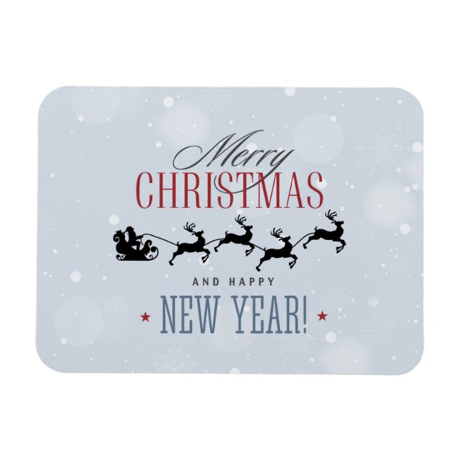 Weihnachtsmann und seine Silhouette "Flying Rentie Magnet (Horizontal)