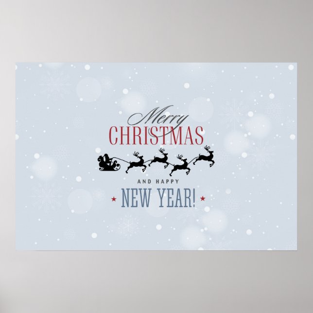 Weihnachtsmann und seine Silhouette "Flying Rentie Poster (Vorne)