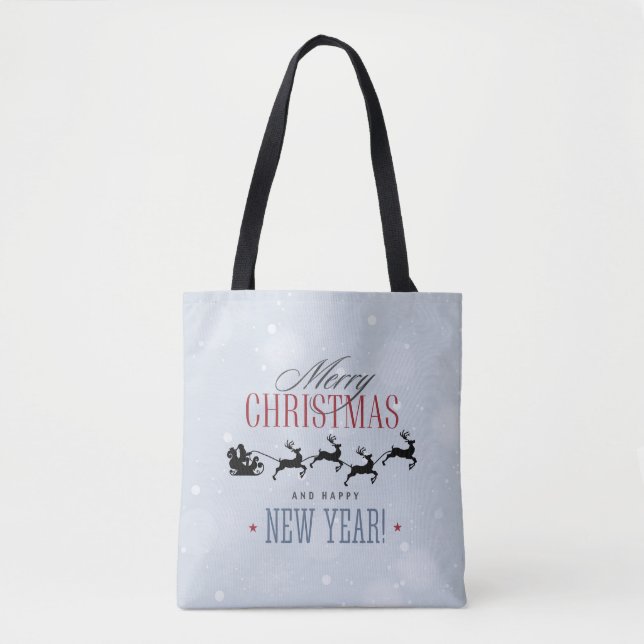 Weihnachtsmann und seine Silhouette "Flying Rentie Tasche (Vorderseite)