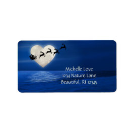 Weihnachtsmann und Sleigh Heart Moon Weihnachtsans Adressaufkleber