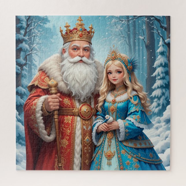 Weihnachtsmann und Snow Maiden feiern Weihnachten (Vertikal)
