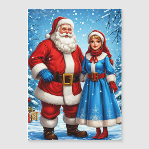Weihnachtsmann und Snow Maiden Magneteinladung