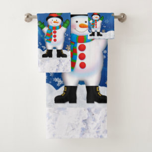 Weihnachtsmann- und Snowman-Badezimmer-Tuch-Set Badhandtuch Set
