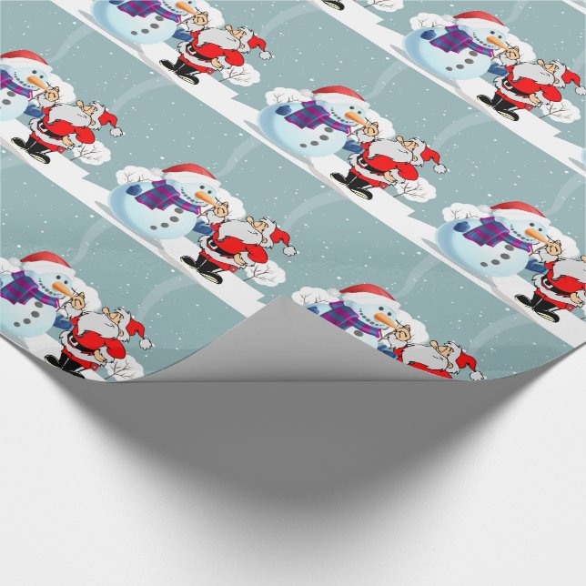 Weihnachtsmann und Snowman Geschenkpapier (Ecke)