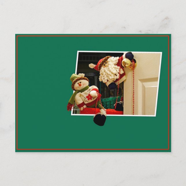 Weihnachtsmann und Snowman Postkarte (Vorderseite)