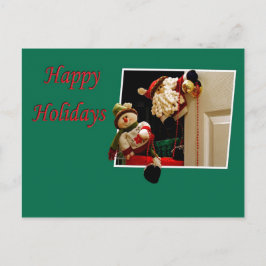 Weihnachtsmann und Snowman Postkarte