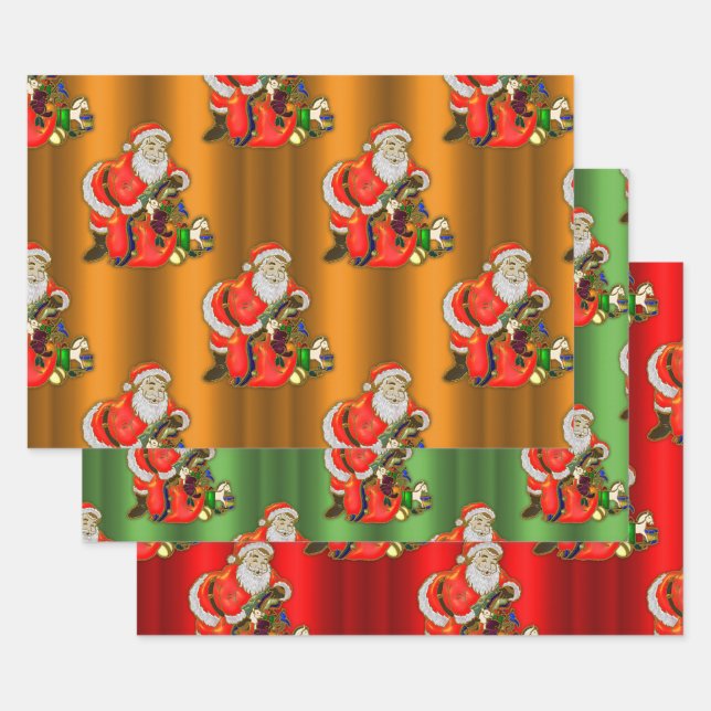Weihnachtsmann und Spielzeug Weihnachten Geschenkpapier Set (Set)