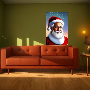 Weihnachtsmann und Sternennacht Art der AI Poster