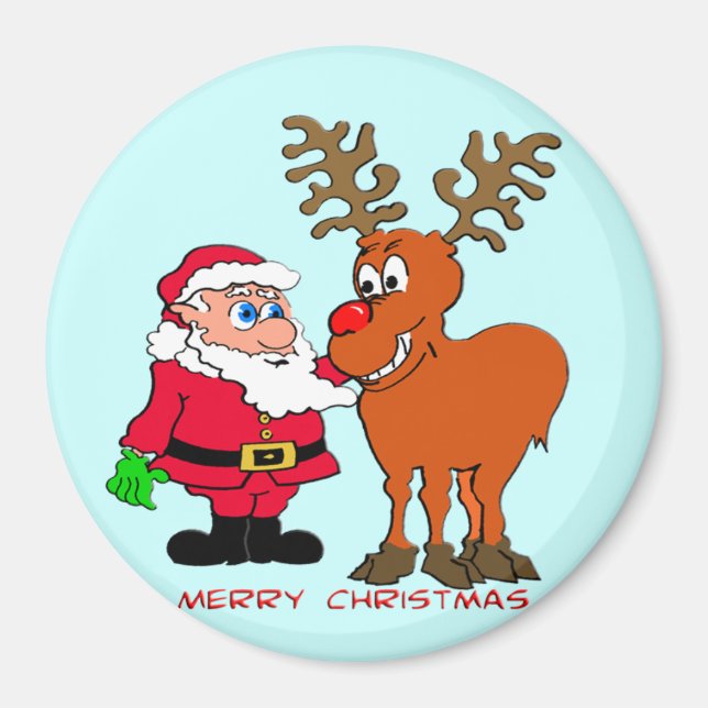 Weihnachtsmann und T - Shirt & Geschenke Magnet (Vorne)