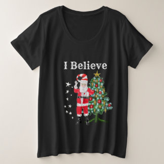 Weihnachtsmann und Weihnachtsbaum (dunkles Shirt) Große Größe T-Shirt