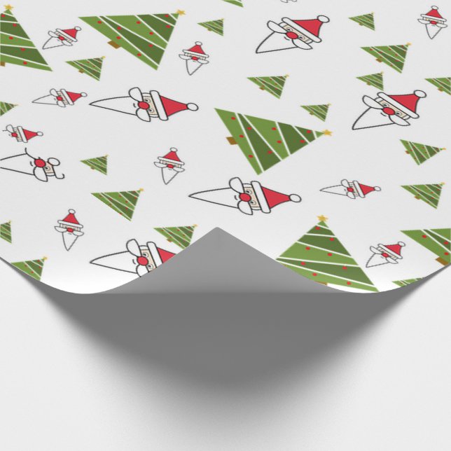 Weihnachtsmann und Weihnachtsbaumen Geschenkpapier (Ecke)