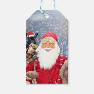 Weihnachtsmann und Weihnachtsgeschenke Französisch Geschenkanhänger