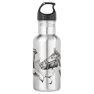 Weihnachtsmann und Weihnachtspferd Edelstahlflasche