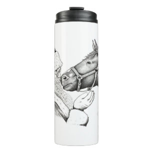 Weihnachtsmann und Weihnachtspferd Thermosbecher