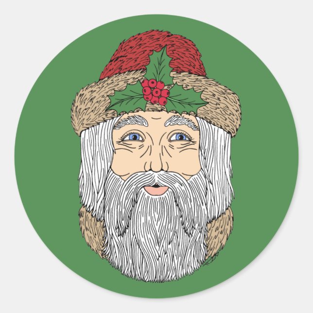 Weihnachtsmann/Vater Weihnachten Runder Aufkleber (Vorderseite)