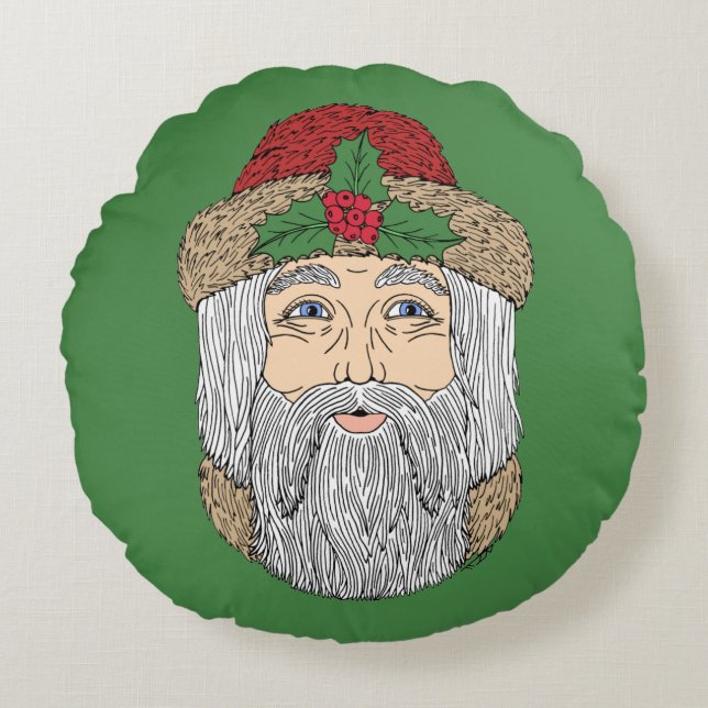 Weihnachtsmann/Vater Weihnachten Rundes Kissen (Vorderseite)