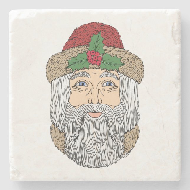 Weihnachtsmann/Vater Weihnachten Steinuntersetzer (Vorderseite)