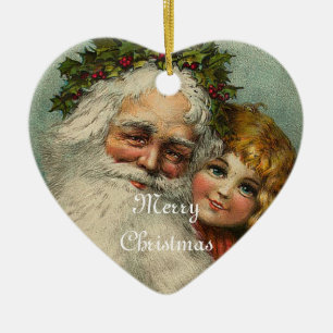 Weihnachtsmann Vater Weihnachts-Herzdekoration Keramikornament