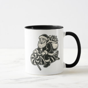 Weihnachtsmann Vintage auf einer süßen schwarzen R Tasse