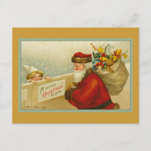 Weihnachtsmann Vintage Fröhliche Weihnachten Postk