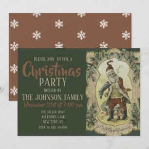 Weihnachtsmann Vintage-Illustration Einladung