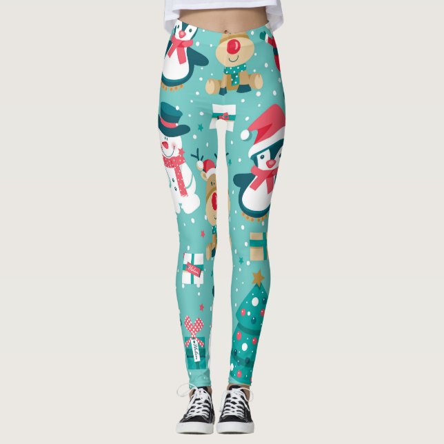 Weihnachtsmann - Vintages Muster Leggings (Vorderseite)