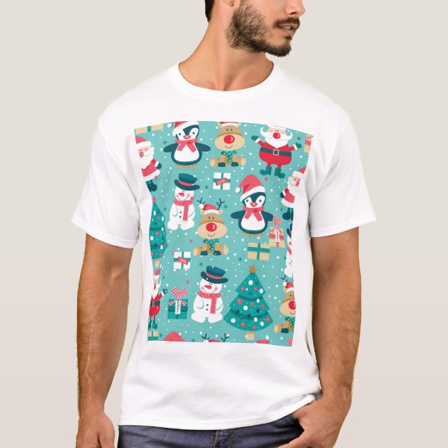 Weihnachtsmann - Vintages Muster T-Shirt (Vorderseite)