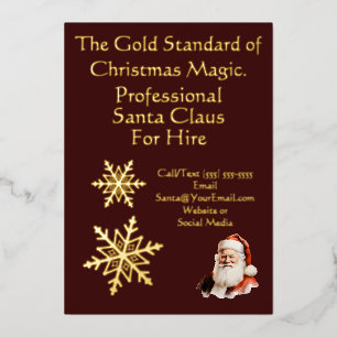 Weihnachtsmann Visitenkarte Druck Gold Folieneinladung