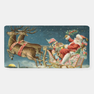Weihnachtsmann Weihnachten Antik-Schlitten Rentier Banner