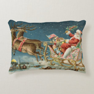 Weihnachtsmann Weihnachten Antik-Schlitten-Rentier Dekokissen