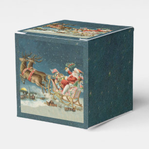 Weihnachtsmann Weihnachten Antik Schlitten Rentier Geschenkschachtel