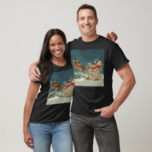 Weihnachtsmann Weihnachten Antik-Schlitten-Rentier T-Shirt