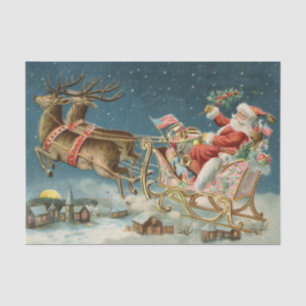 Weihnachtsmann Weihnachten Antike Schlitten Rentie Seidenpapier