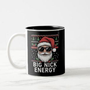 Weihnachtsmann Weihnachten Big Nick Energie Party Zweifarbige Tasse