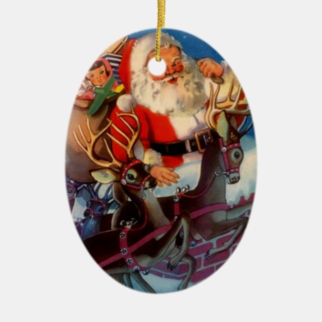 Weihnachtsmann-Weihnachten Dachspitze der Keramik Ornament (Vorne)