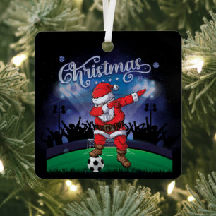 Weihnachtsmann Weihnachten Fußball Ornament Aus Metall