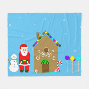 Weihnachtsmann Weihnachten Lebkuchenhäuschen Fleecedecke