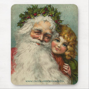 Weihnachtsmann Weihnachten & Mädchen Mousepad Gesc