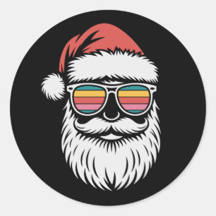 Weihnachtsmann Weihnachten Retro-Sonnenbrille Xmas Runder Aufkleber