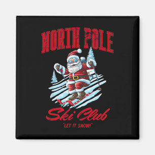 Weihnachtsmann Weihnachten Schnee Skifahren am Nor Magnet