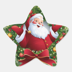 Weihnachtsmann Weihnachts-Wreath-Star-Aufkleber Stern-Aufkleber
