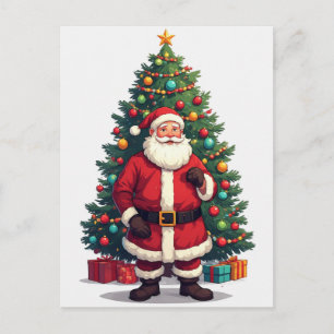 Weihnachtsmann Weihnachtsbaum Geschenk zum Fest Postkarte