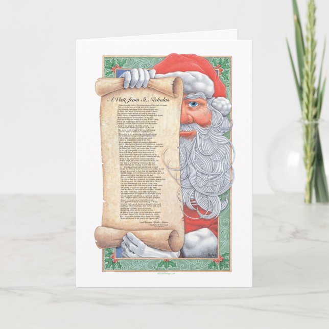 Weihnachtsmann-Weihnachtsgedicht-Karte Feiertagskarte (Vorderseite)