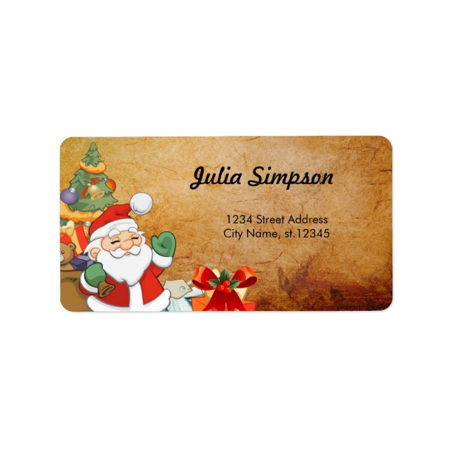 Weihnachtsmann, Weihnachtsgeschenke Adressaufkleber (Vorne)