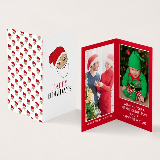 Weihnachtsmann, Weihnachtskarte für das Foto Visitenkarten (Innenseite und Außenseite)