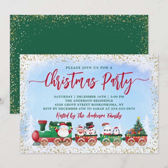 Weihnachtsmann Weihnachtsmann Kinderfest Party Einladung (Vorne/Hinten)