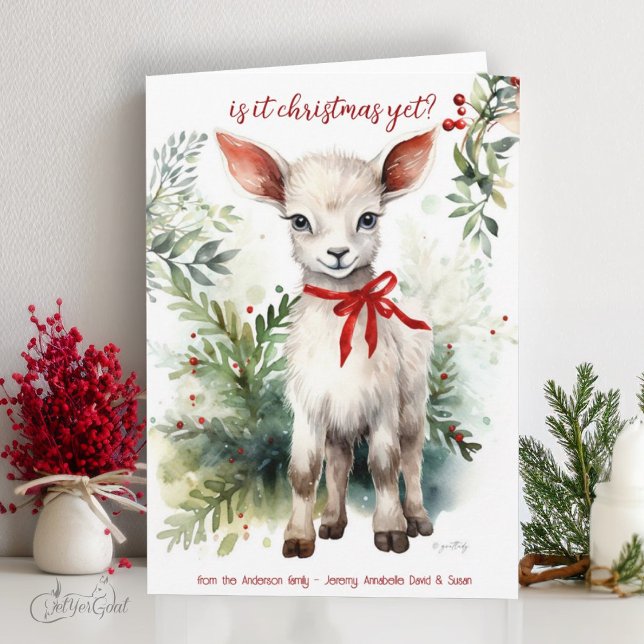 Weihnachtsmann Weihnachtsmann Weihnachten Weihnach Karte (goat lover's Christmas Cards - baby goats in watercolor - 3rd in a series of 8  #zazzlemade)